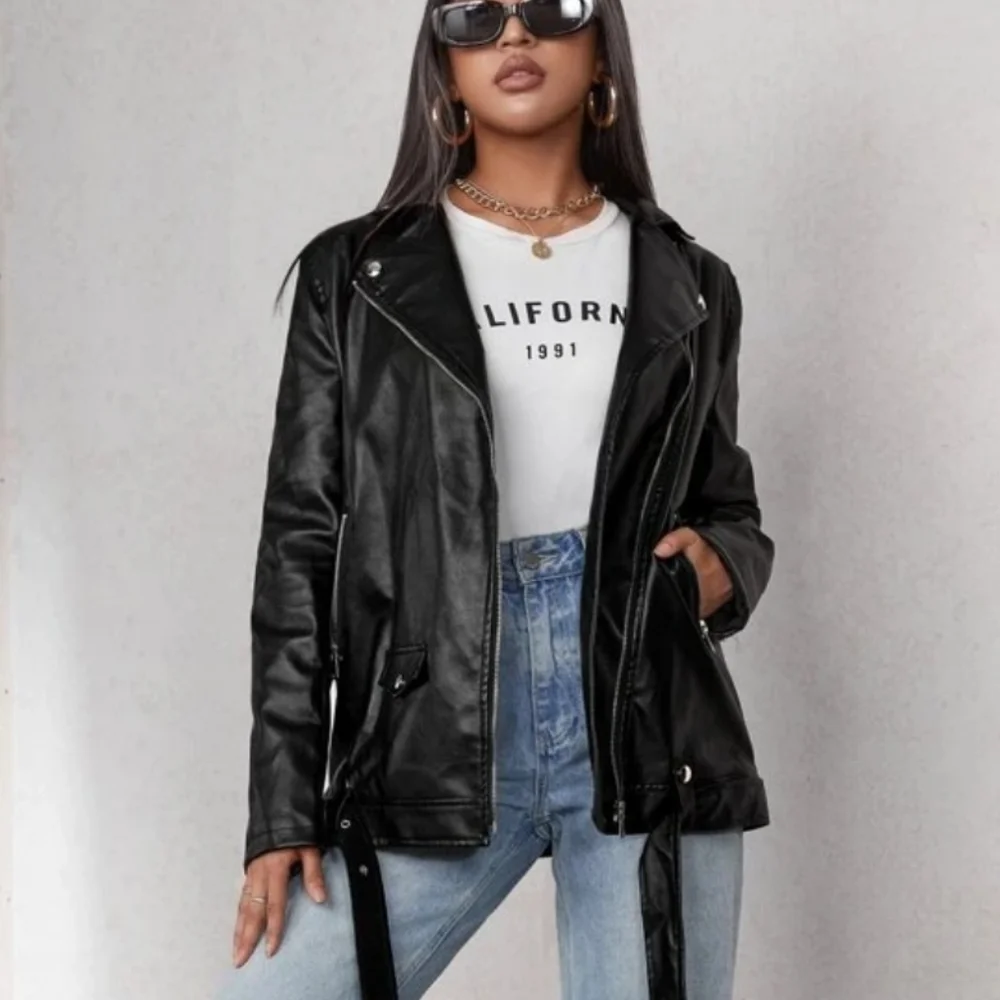 NWOT Shein Black PU Leather Women's Moto Jacket. - Picture 11 of 15